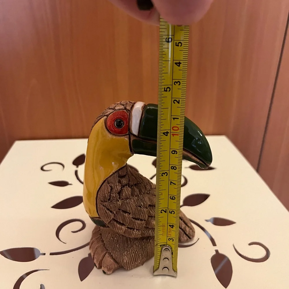 Handcrafted Tropical Toucan Bird Figurine - Yellow & Green